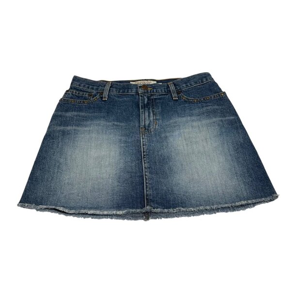 Abercrombie & Fitch Womens Denim Skirt Size 2 Distressed Dark Wash Frayed Hem - Picture 1 of 6